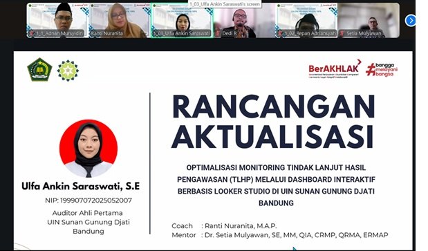 CPNS Auditor Ulfa Ankin Saraswati Paparkan Rancangan Dashboard TLHP Berbasis Looker Studio di SPI UIN SGD Bandung
